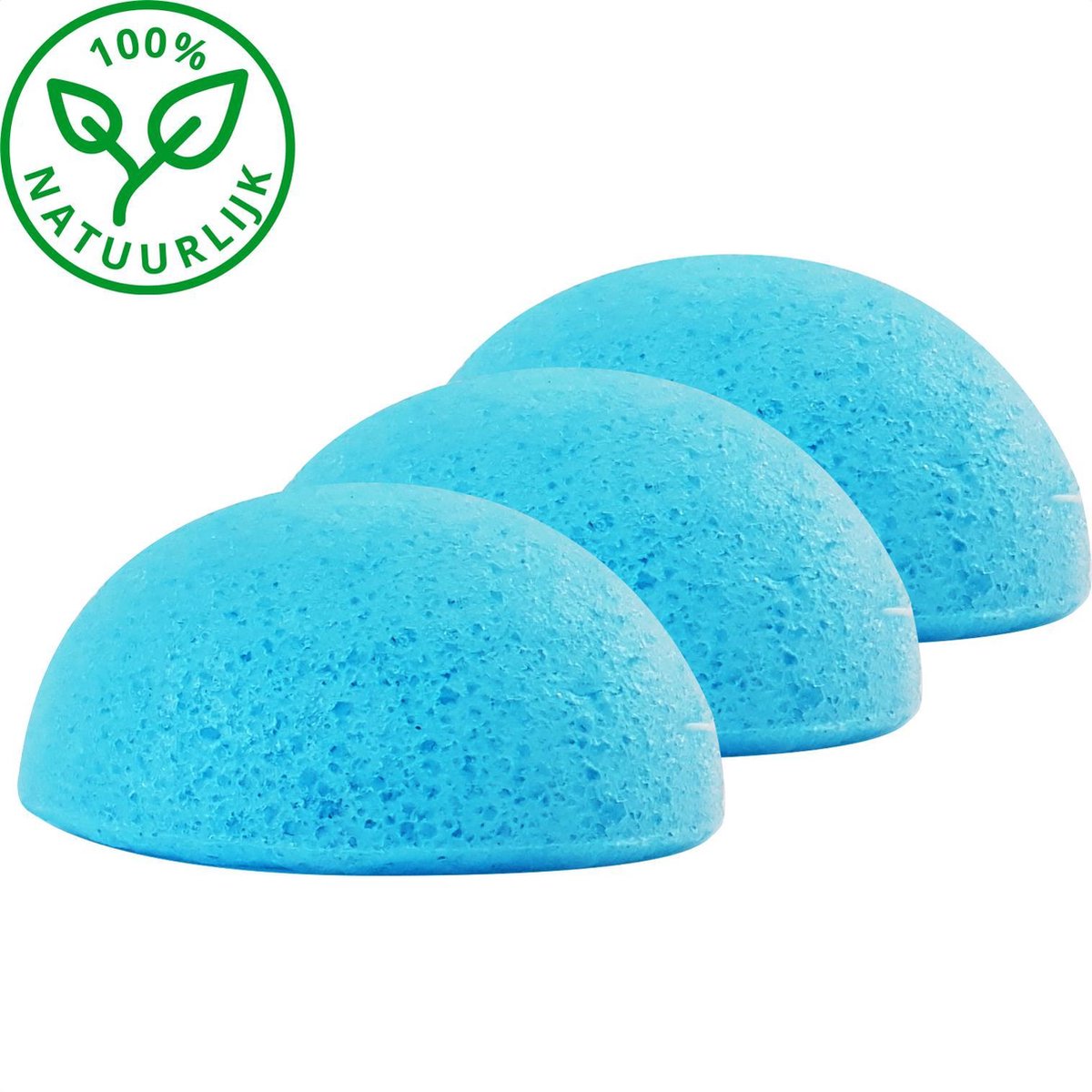 Konjac Spons Blauwe Bosbes 3 Pack - Badspons en Douchespons - 100% Natuurlijk - Reinigen En Exfoliëren - Zorgt Voor Een Gezonde Gezichtshuid