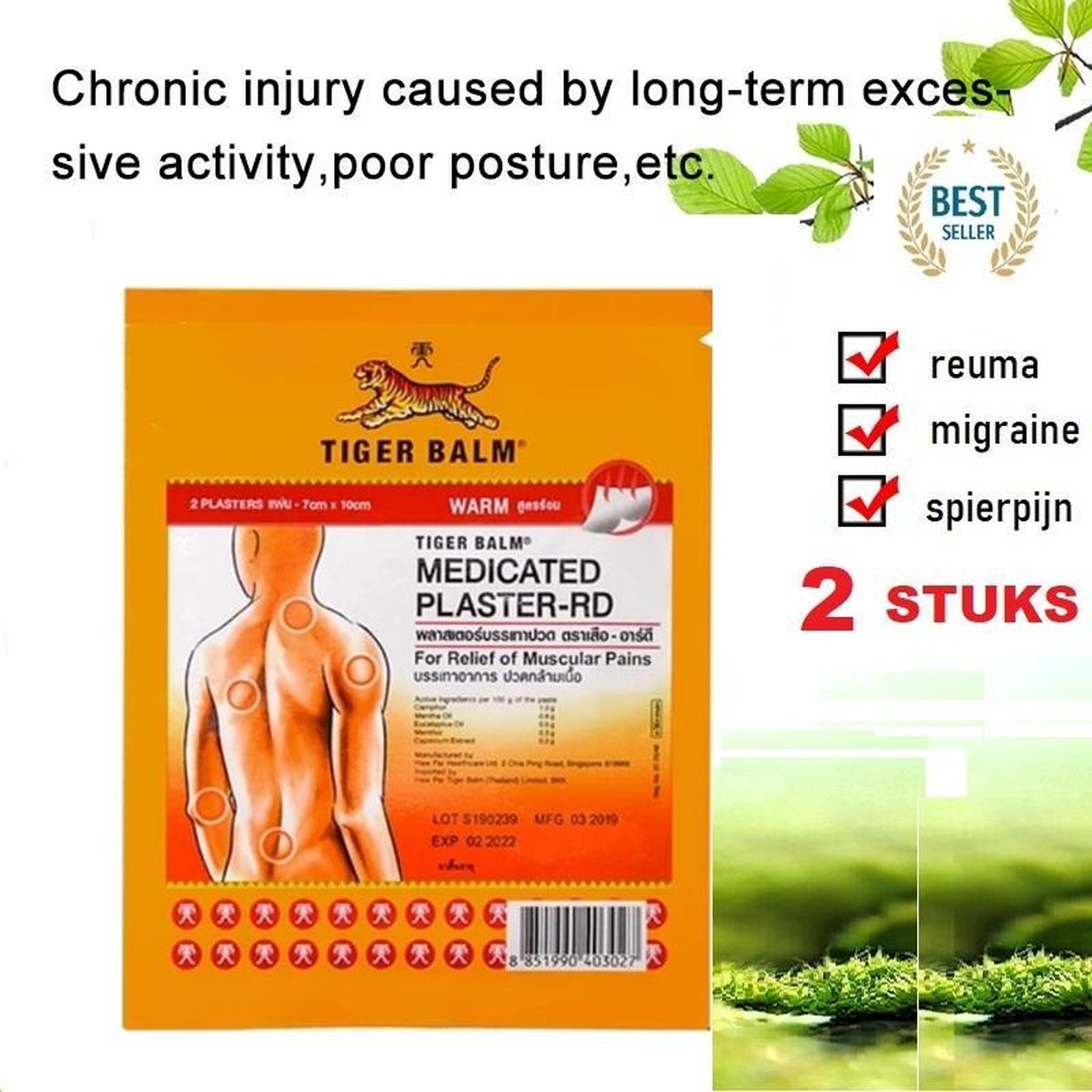 Tijgerbalsem HOT - Warmte pleister - STERK - Pain relief patch - Wa - pijnverlichting - blessures - Warmte pleisters -rmtepleisters - Therma Care - Warmte Pads - Tijgerbalsem - Rugpijn - spierpijn - stijve spieren- Tigerbalm Warmte - Voltaren