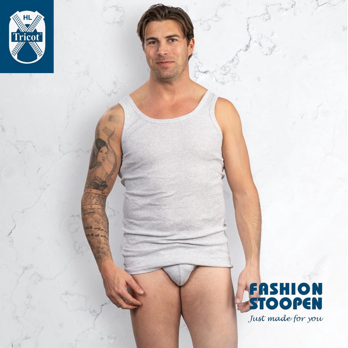 HL-tricot heren hemd grijs  - XXXL