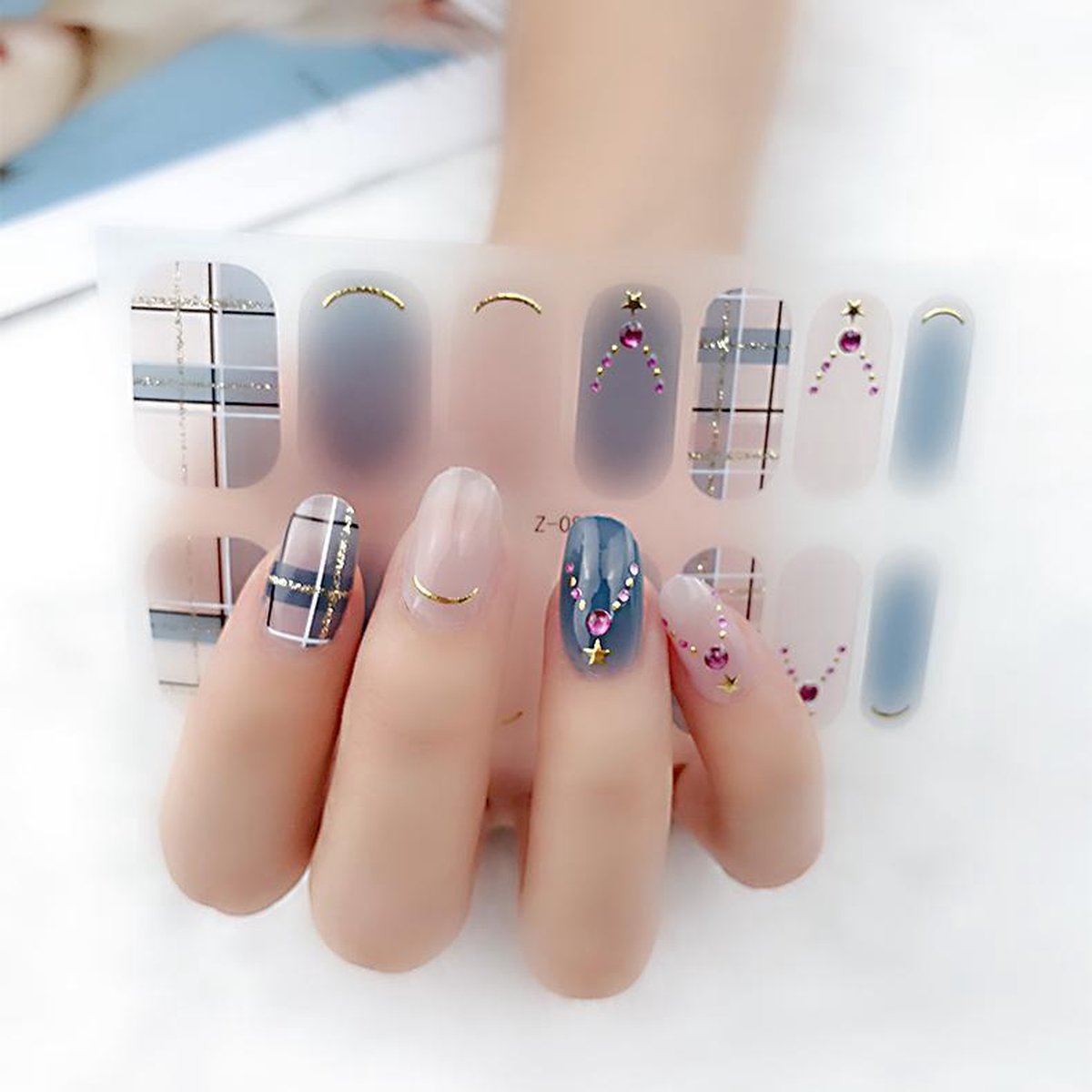 GUAPÀ - Nagelstickers & Nail wraps - Nail Art - Nagel Folie - Groen / Taupe Glitter - 14 stuks