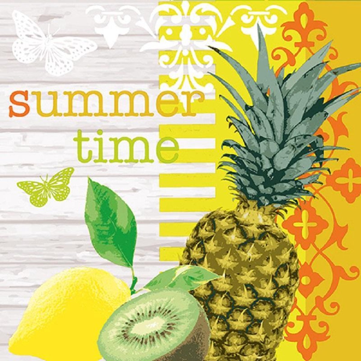 Pap Star Servetten - servetten - 33 x 33 - lunchservetten -  Summer Time - 33 x 33