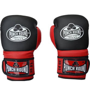 Punch Round Bokshandschoenen Combat Sport Carbon Zwart Rood 10 OZ Bokshandschoenen