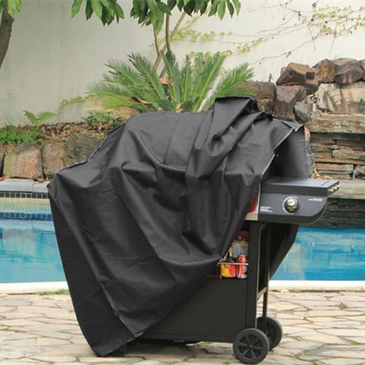 Waterdichte BBQ Beschermhoes-Barbecuehoes 190x71x117cm-met opbergtas -zwart