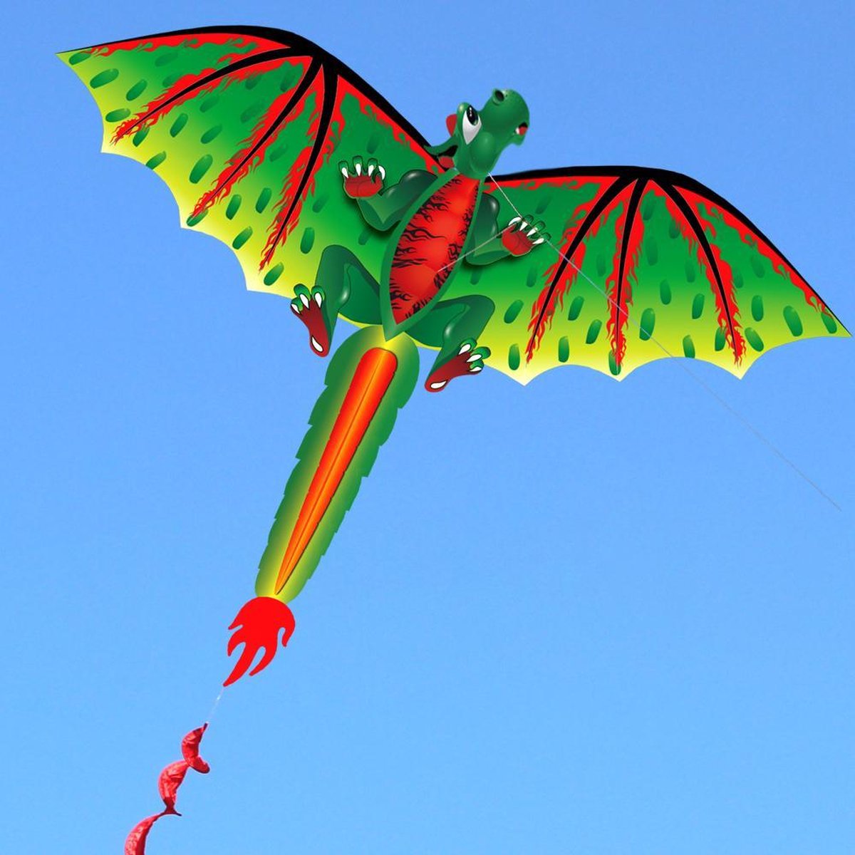 Apeirom Vlieger Dino Dragon maat 1.15 meter breed en 1.40 meter hoog. Feel the wind!
