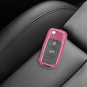 kwmobile Hoes voor autosleutel voor VW Skoda Seat 3-knops autosleutel - Autosleutelbehuizing met strassteentjes in roze
