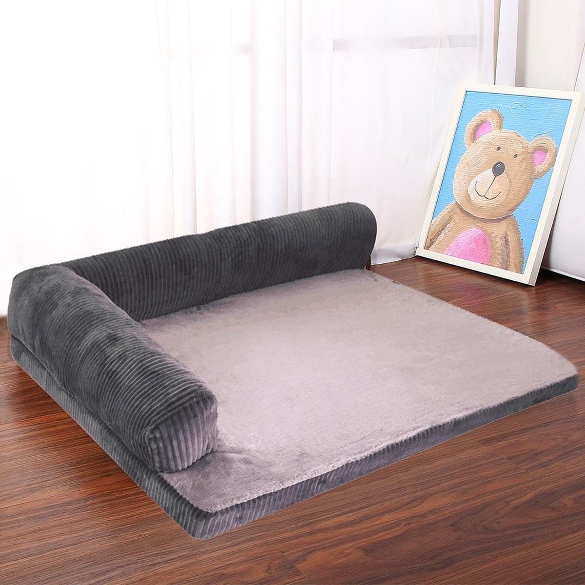 TBG Hond Bed Zachte Kat Hond Slaapbanken Grote Hondenkennel Kussen Mat Puppy Duitse Herder L Vormige Bank Voor Grote kleine HondGrey M