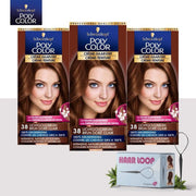 Schwarzkopf Poly Color Creme Haarverf - 38 Lichtgoudbruin - 3 Pack Voordeelverpakking + Haarloop