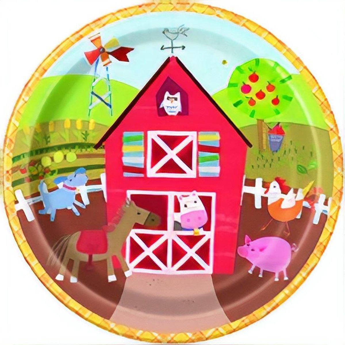 Feestborden Farm Party Multicolor 23 Cm 8 Stuks