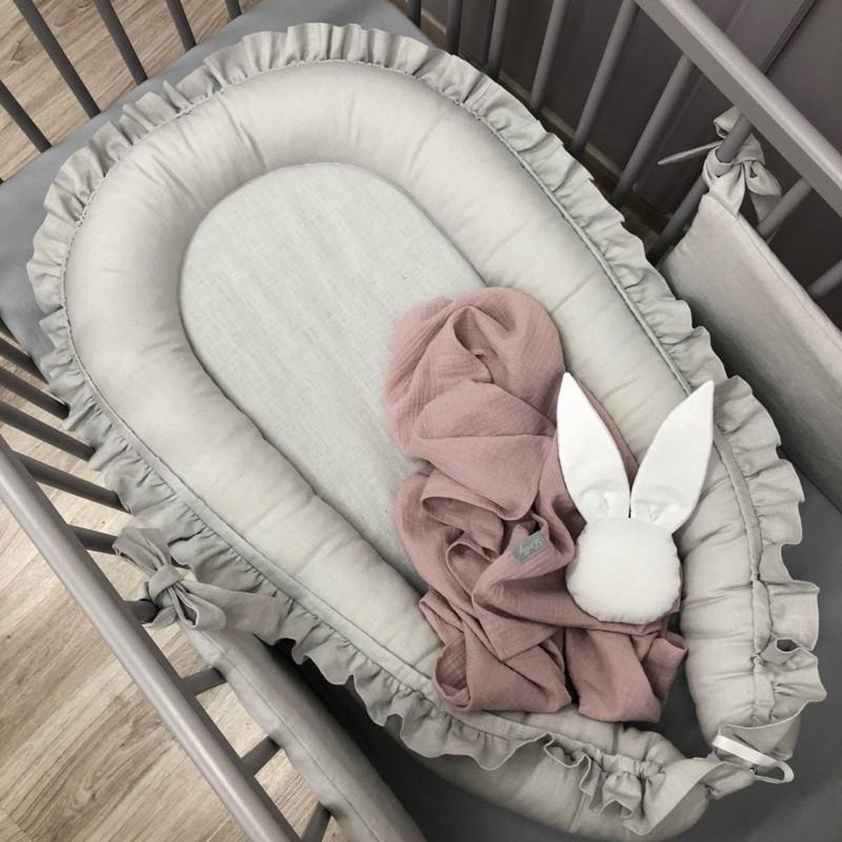 Babynestje Ruches Linnen Grijs Dolly