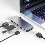 SBVR DS31 | 6 in 1 USB-C Adapter Hub | HDMI (Ultra HD | 4K) / USB-C 3.1 Power Delivery / 2* USB-A 3.0 / SD - Micro SD kaartsleuf | Geschikt voor o.a. MacBook Air/Pro / HP / Asus / Dell / Lenovo