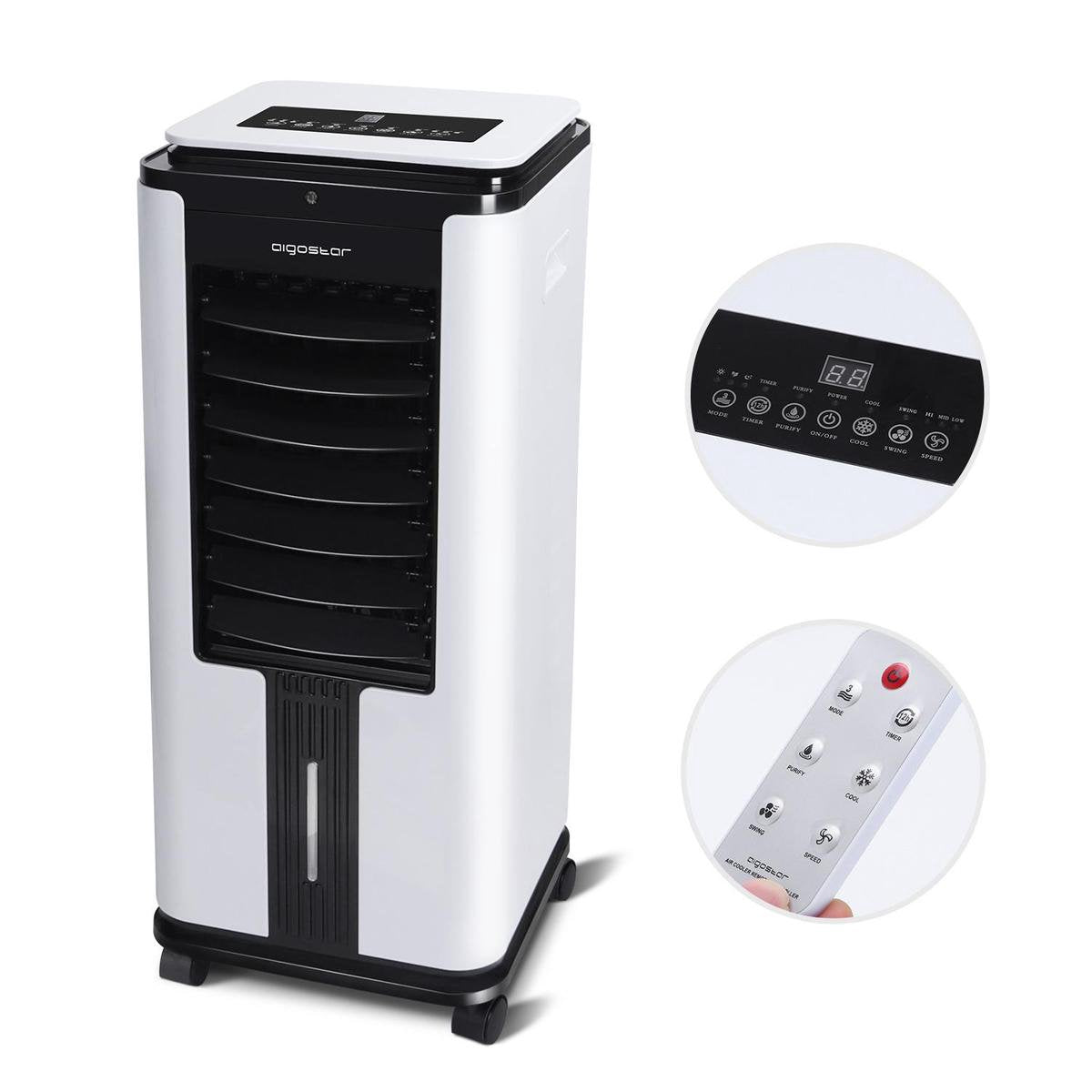 Aigostar Elsa 33QNU - Luchtkoeler/ventilator - Met Afstandsbediening - Zwart/wit