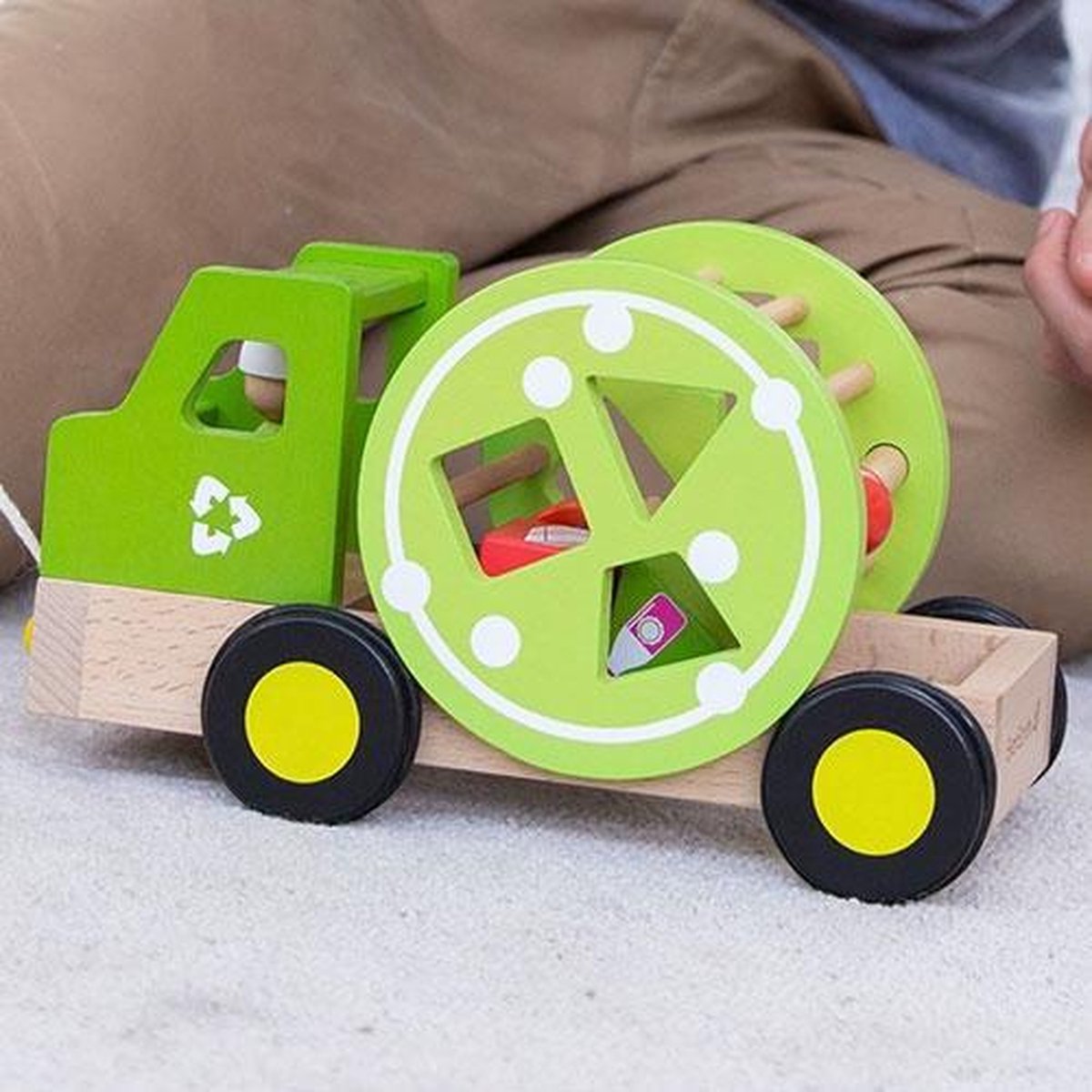 Everearth Trekfiguur Recycle Vrachtwagen Hout Vormenstoof 24 Cm