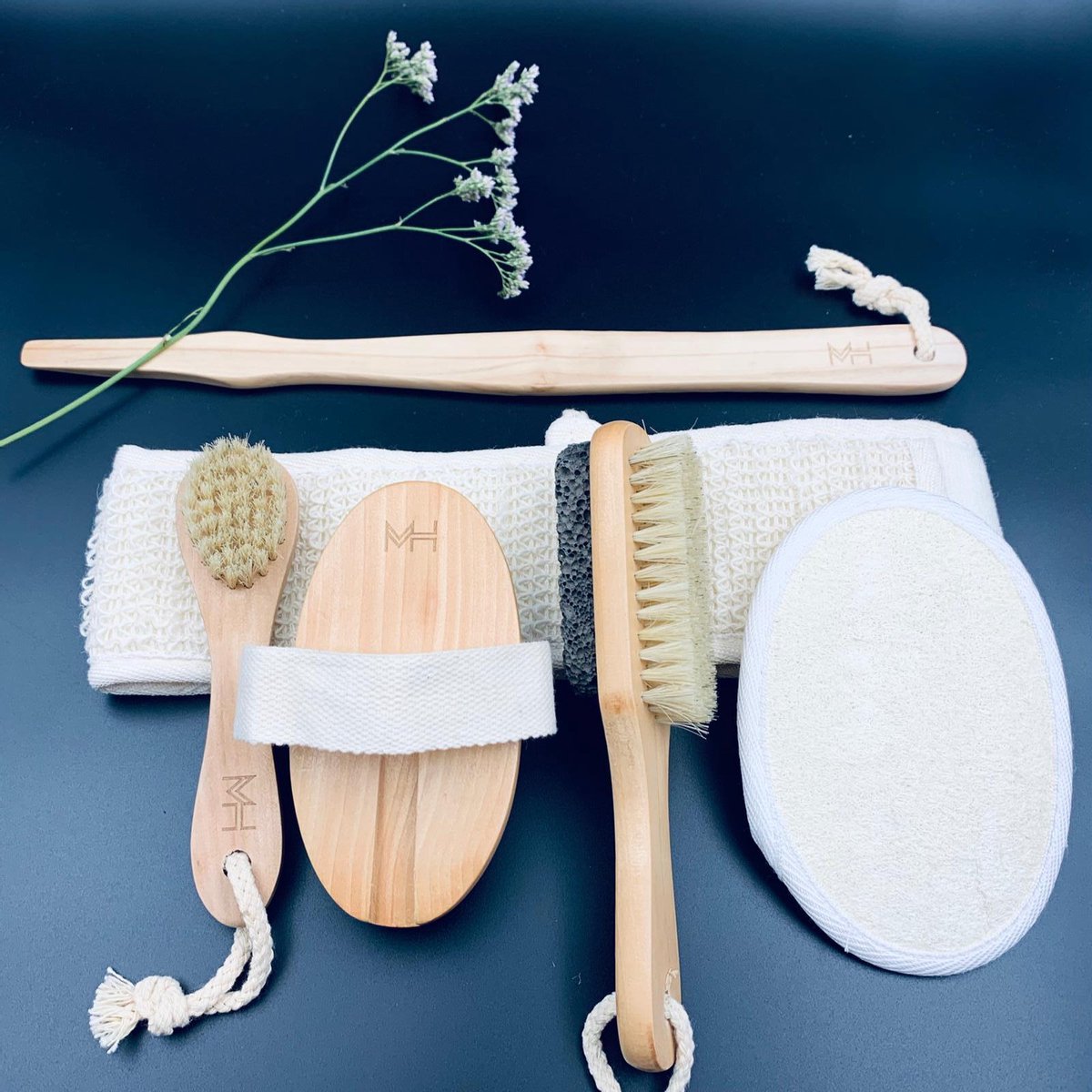 Marlo Home - Premium Bamboe Badborstels Inclusief Rugborstel- Drybrushing