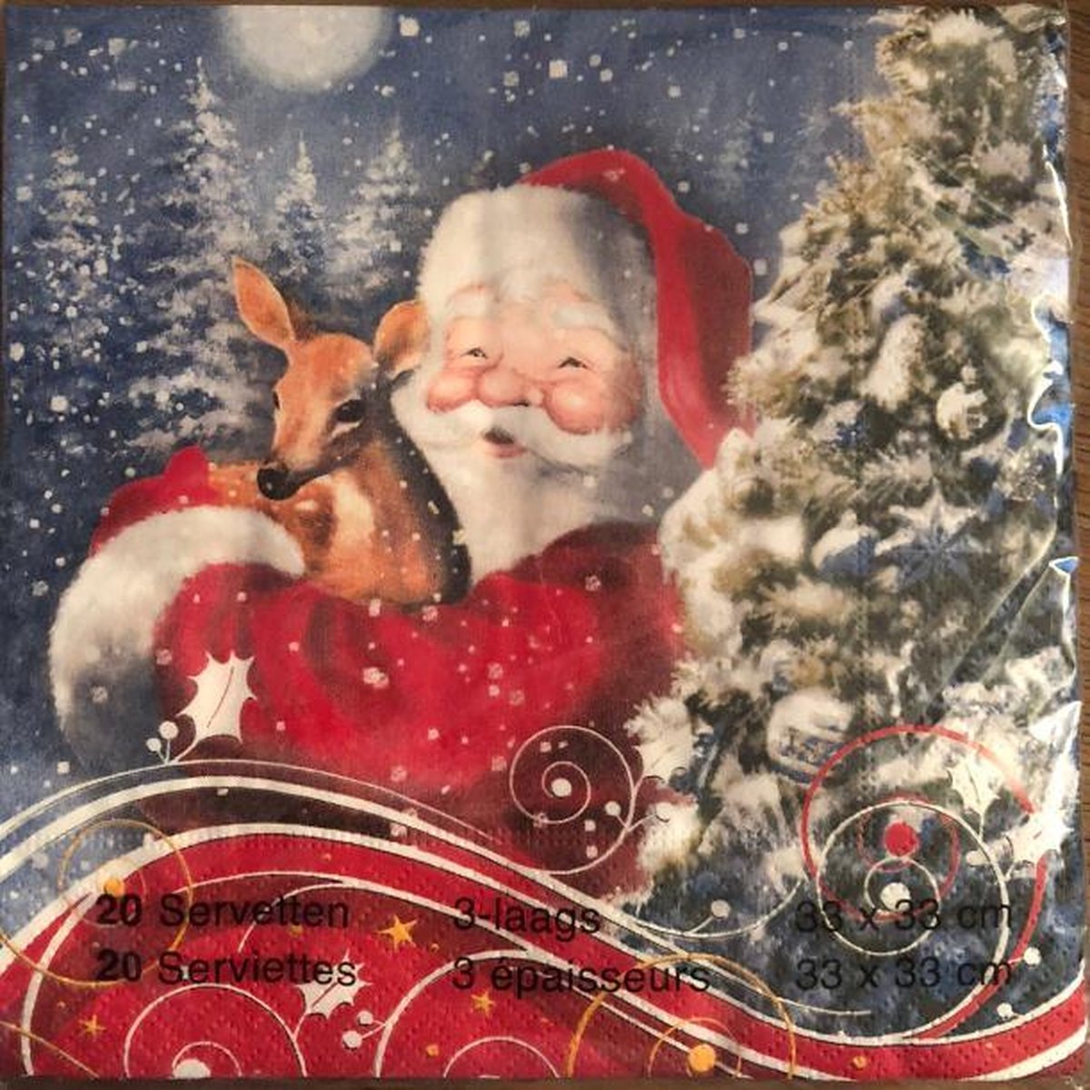 Kerstman Servetten - kerstmis 1 x 20 stuks - 3 laags - 33x33 cm