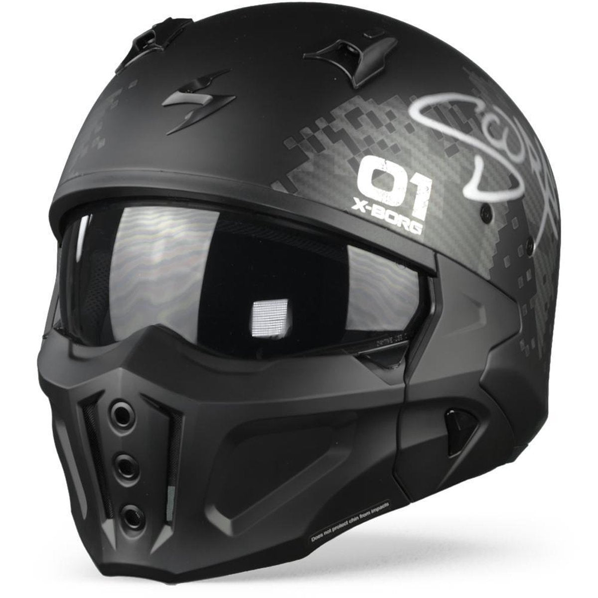 Scorpion Covert-X XBorg Matt Black Silver Jet Helmet 2XL