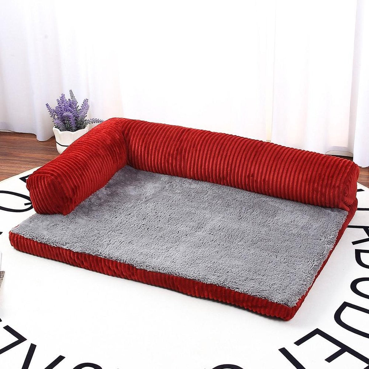 TBG Hond Bed Zachte Kat Hond Slaapbanken Grote Hondenkennel Kussen Mat Puppy Duitse Herder L Vormige Bank Voor Grote kleine HondRed L