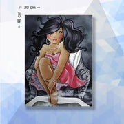 Diamond Painting Pakket Dikke Dame in Roze - ronde steentjes - 30 x 40 cm