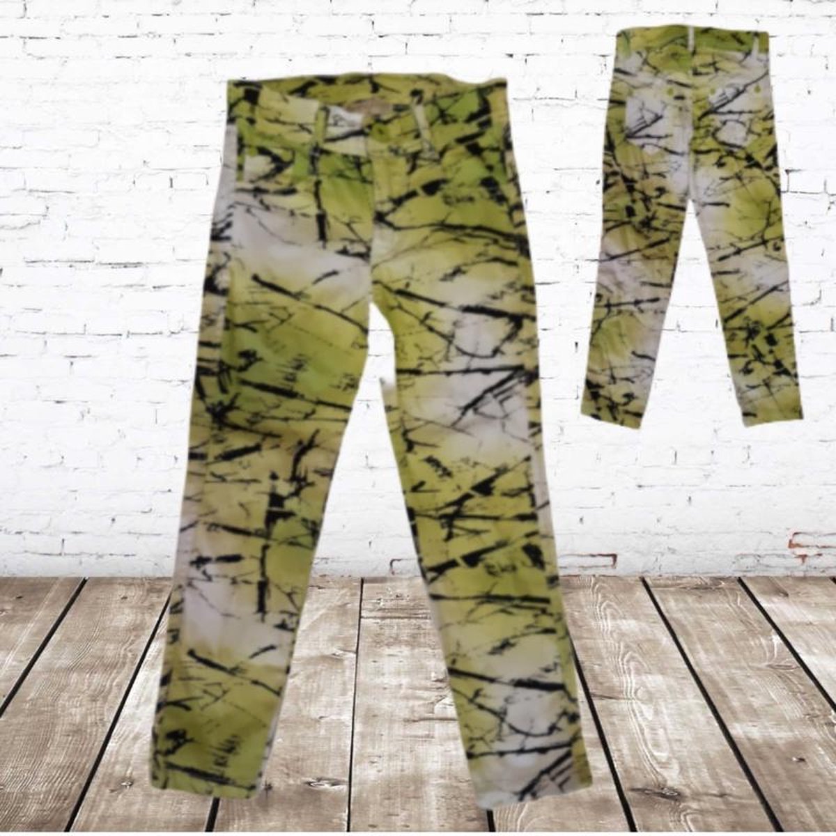 S&C Groene meisjes broek met strepen - 98/104
