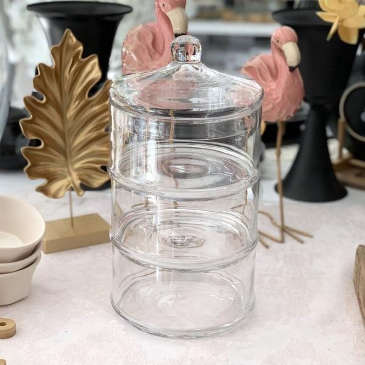 YILTEX – Voorraadpot / Snoeppot  – 3 lagen – Stapelbaar – Glas