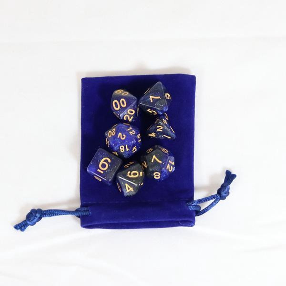 Dice set Dungeons & Dragons Galaxy Navy Blue (Polydice) - Dobbelstenen in een mooi dobbelsteen zakje van velours