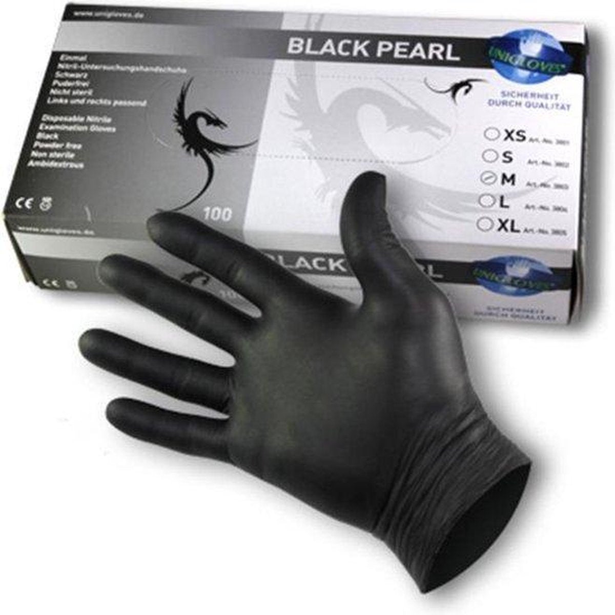2 STUKS/ DOZEN: Unigloves Black Pearl Nitril handschoenen doos 100 stuks Zwart. MAAT M- voor zorg- en contactberoepen (Top kwaliteit)