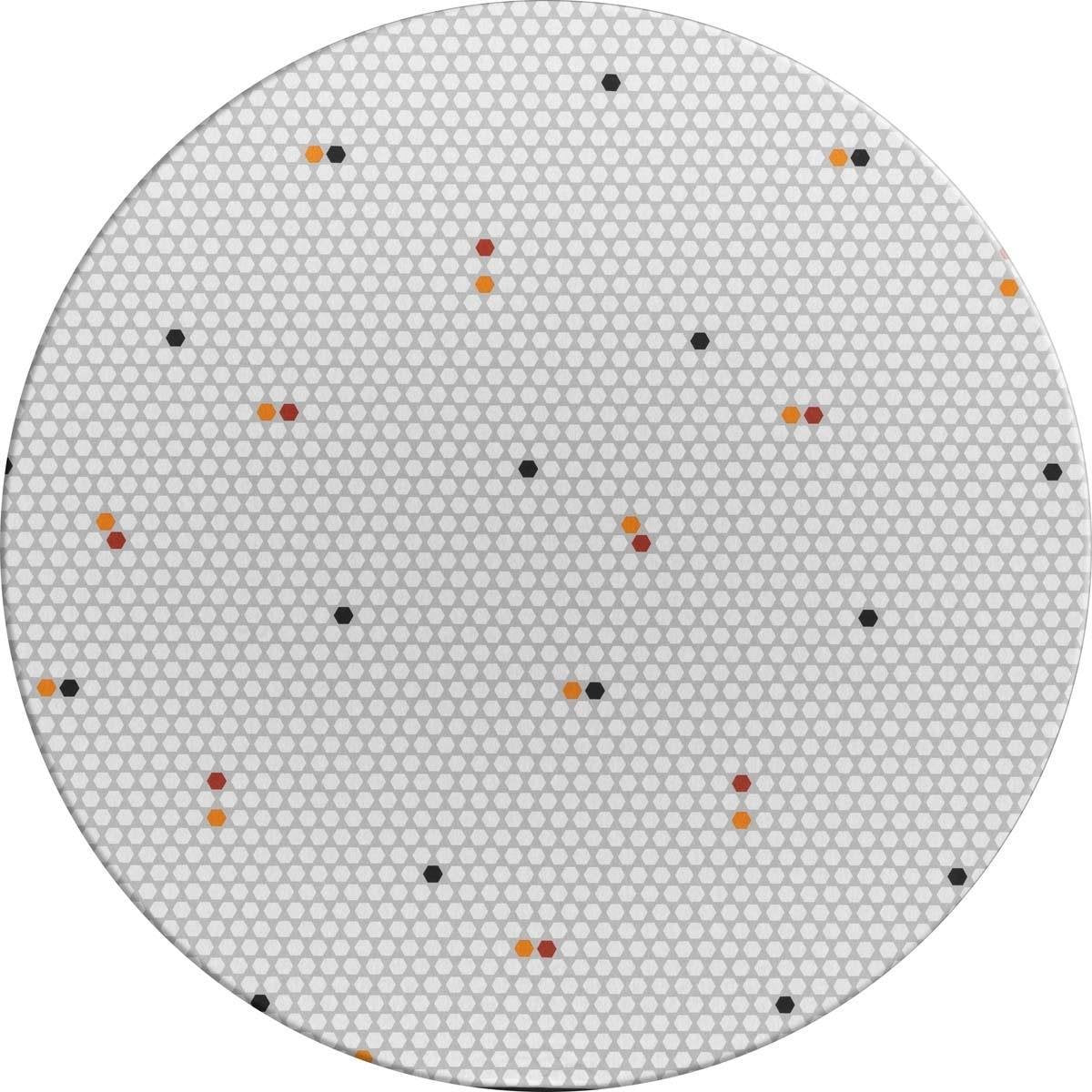 MixMamas Rond Tafelkleed Gecoat - Ø 160 cm – Hexagon Accent – Grijs