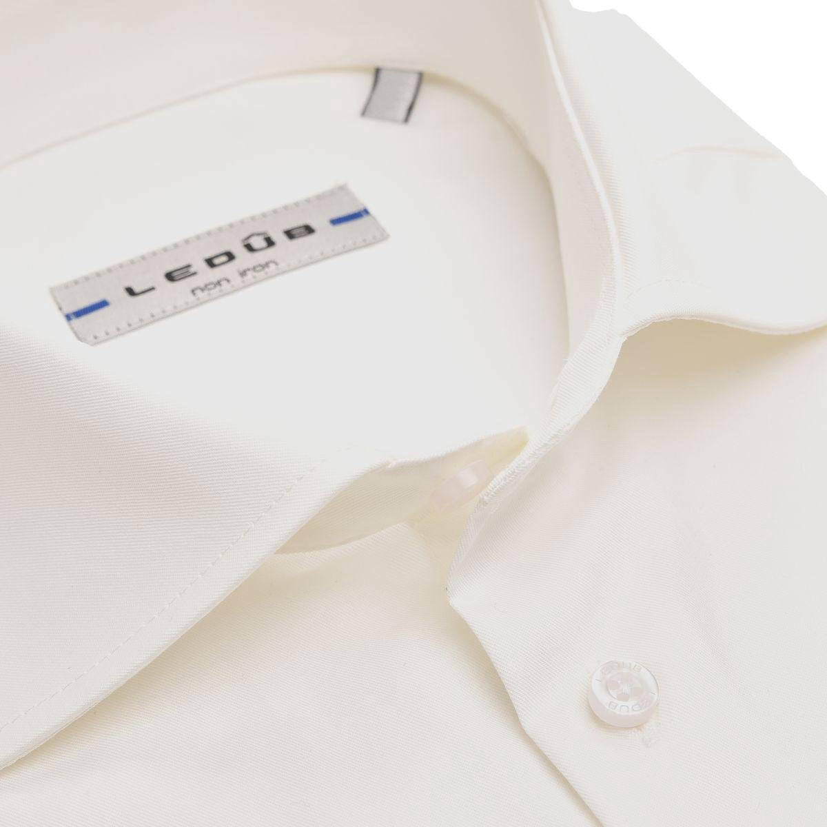 Ledub Modern Fit overhemd - beige twill - Strijkvrij - Boordmaat: 48