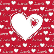 20x Hartjes servetten thema Love wit/rood 33 x 33 cm - 3-laags papieren wegwerpservetten - Valentijnsdecoratie