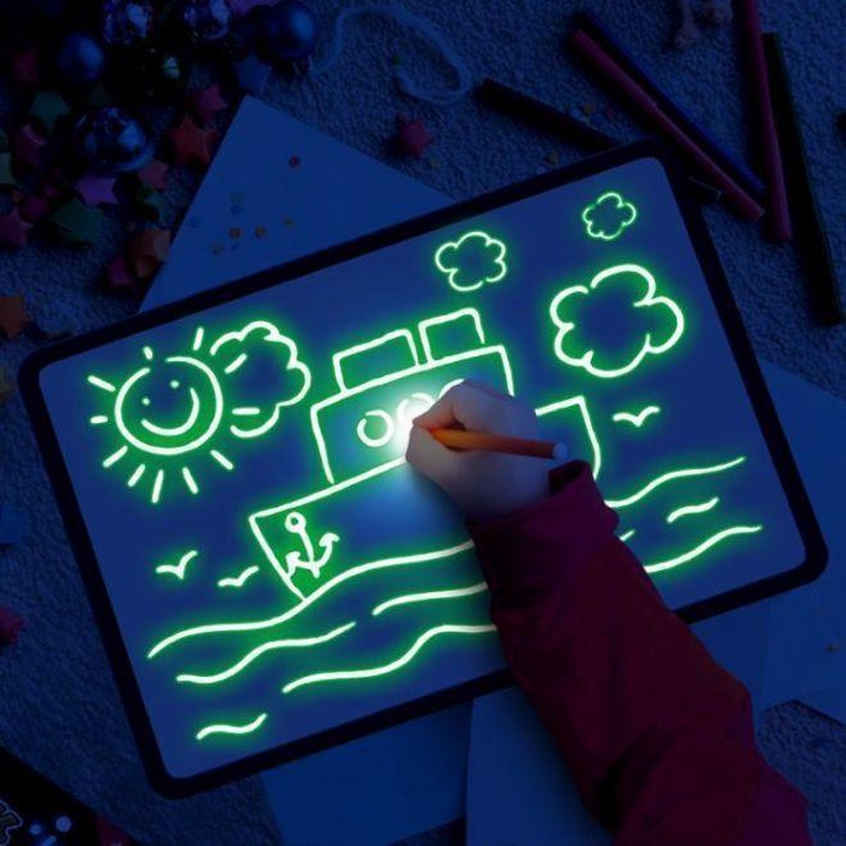 Tekenen met licht - tekenbord - licht - led - educatief - speelgoed - tekenen