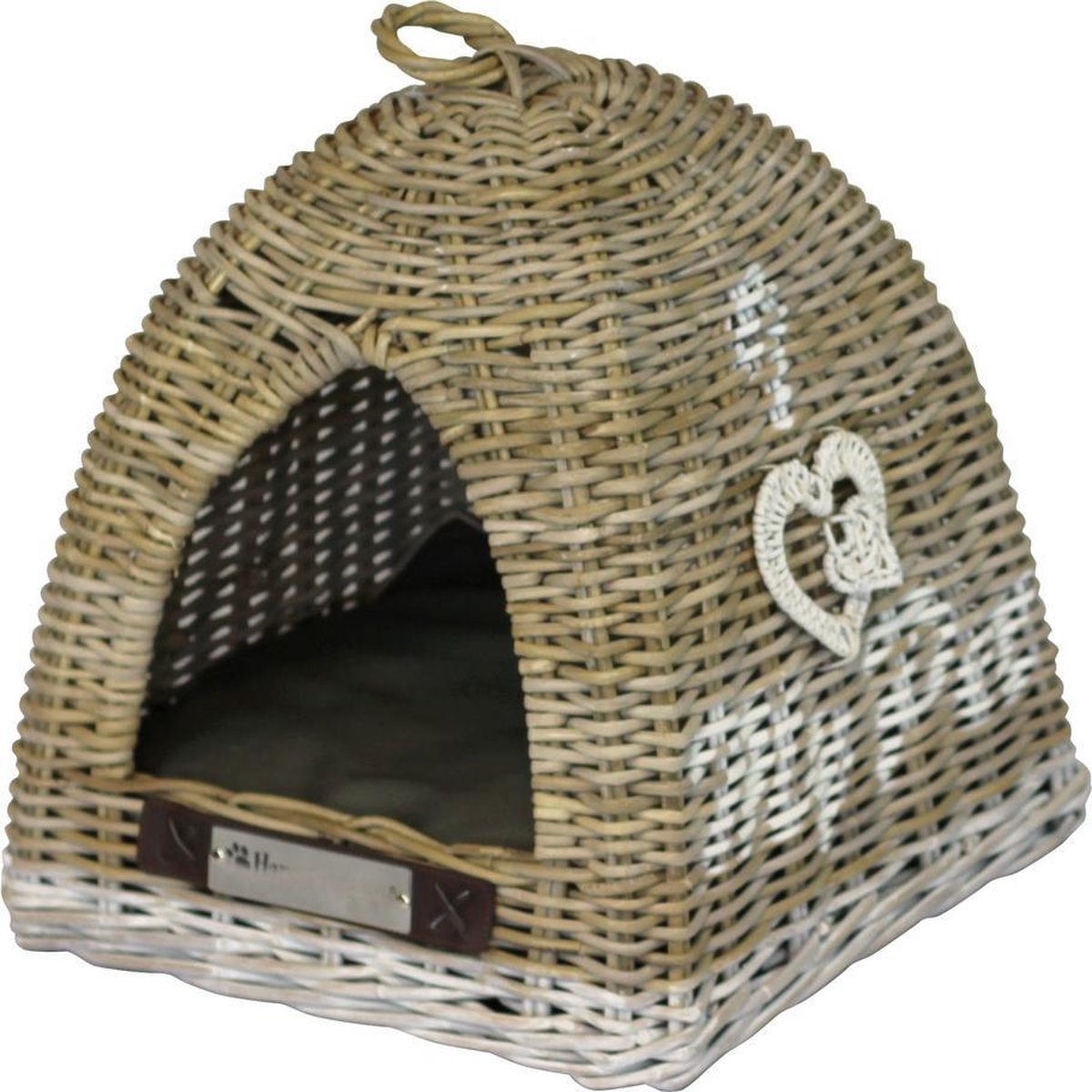 Happy-House Kattentent Met Hart 42x42x46 cm Naturel Bruin Wit