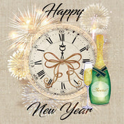 20x Happy new year/nieuwjaar servetten met klok 33 x 33 cm - Papieren oud en nieuw servetten - Papieren wegwerpservetten 3-laags
