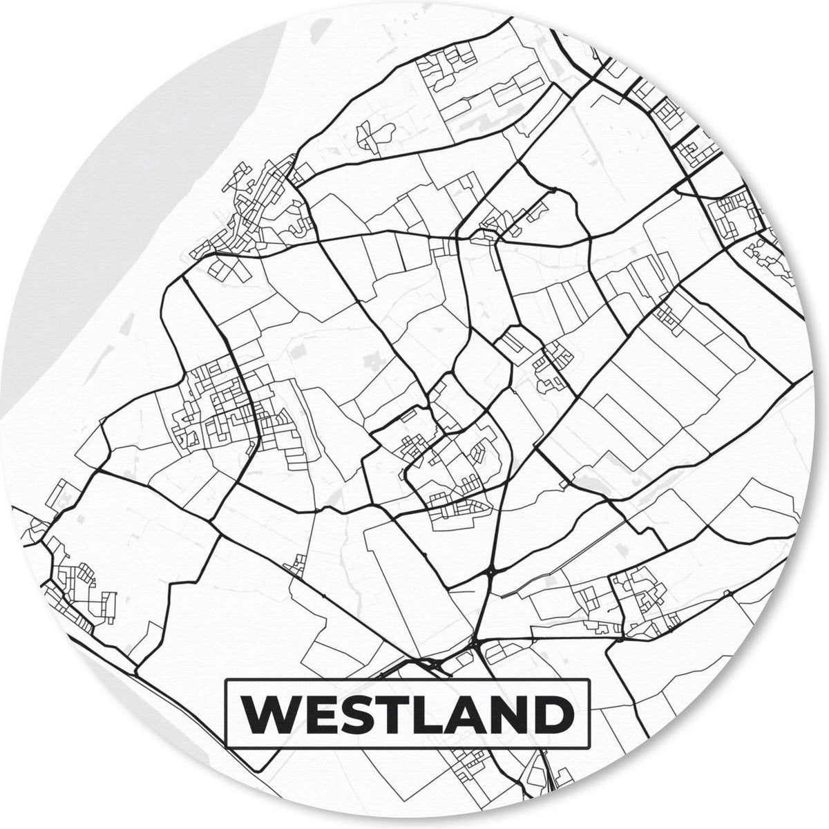 Muismat - Mousepad - Kaart - Westland - Zwart - Wit  - 30x30 cm