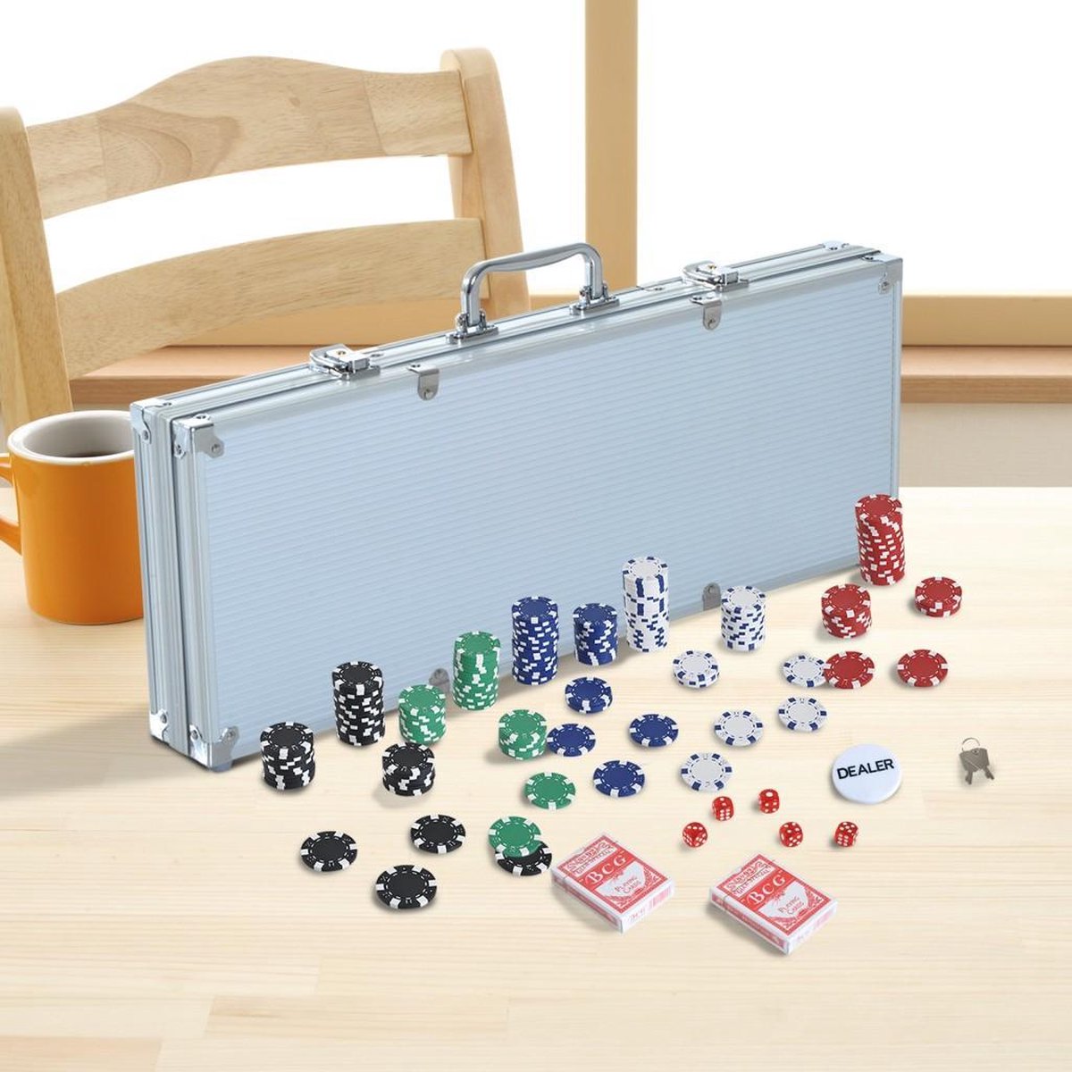 Deluxe Pokerset In Aluminium Koffer - Casino Omaha / Texas Hold Em Pro Poker & Blackjack Set Met 500 Chips & Poker Kaarten Playing Cards & Dobbelstenen Dice - Pokerkoffer