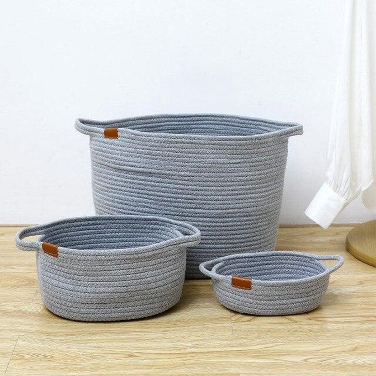 Handgeweven Wasmand of Opberger voor binnenhuis - 28X14cm - Gray
