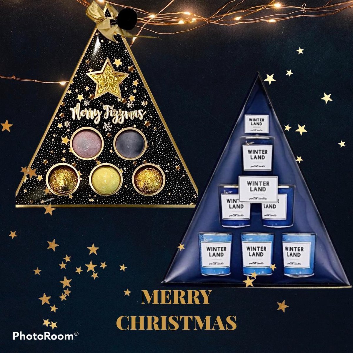 S&L 2 stuks duo 6 Badbruisballen + 6 mini kaarsen Christmas/Kerst Set van 6 stuks - Badballen - Bruisballen voor in Bad kerstcadeau/kerstgeschenk - giftset - kerstversiering