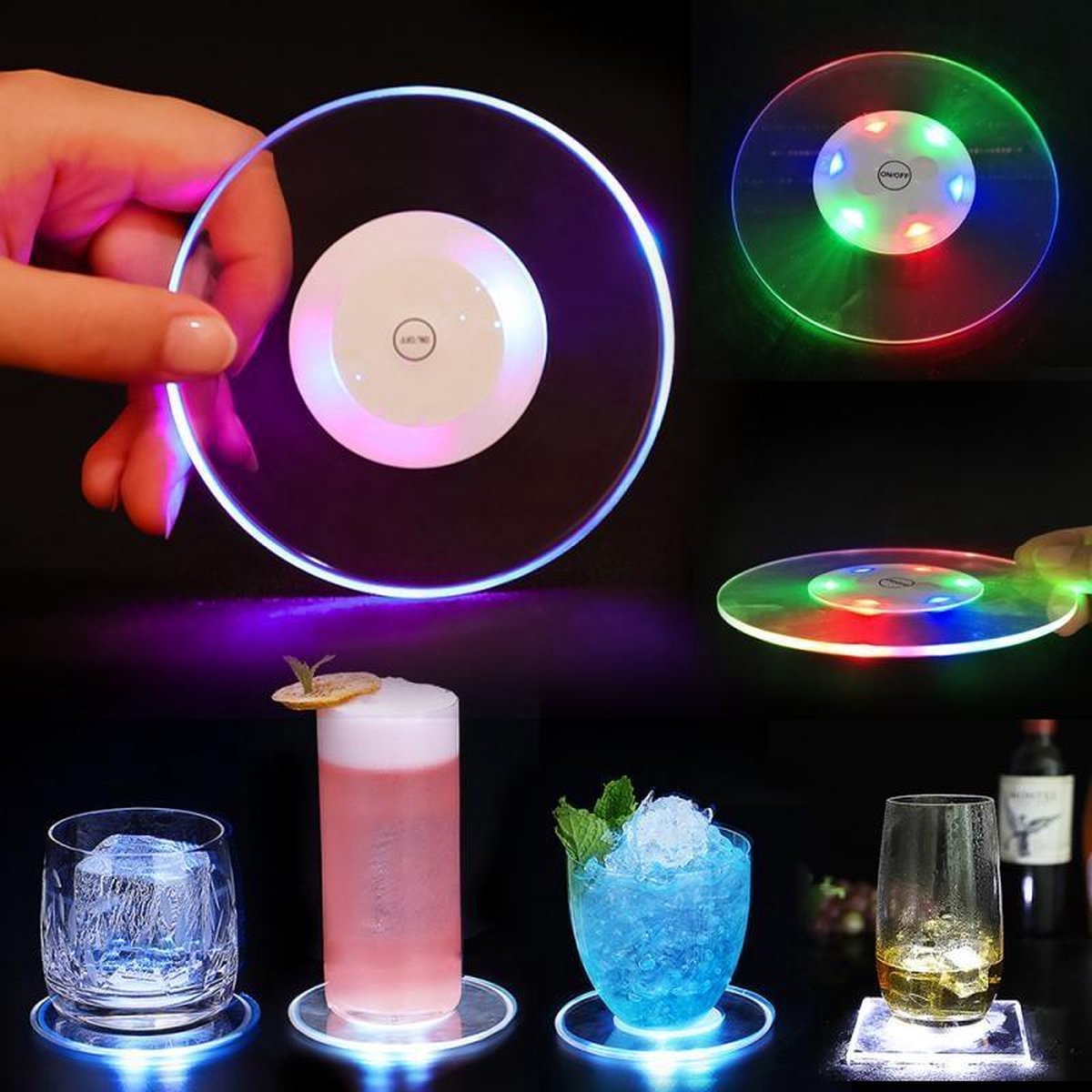 Lichtgevende Onderzetter Rond - RGB kleuren - LED