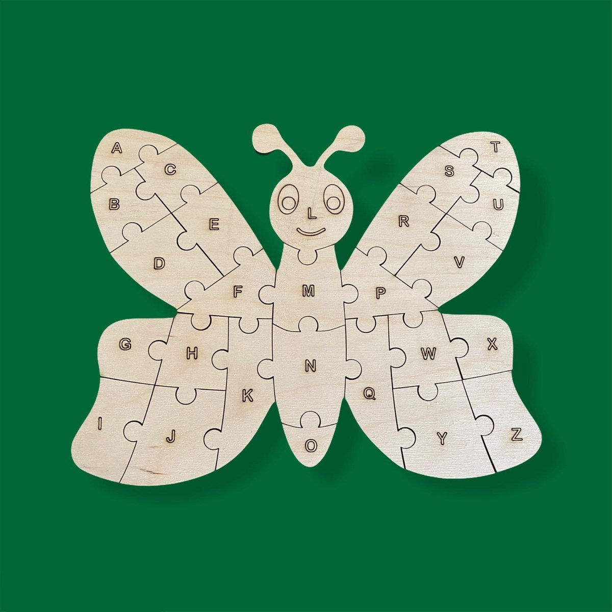 Kinder Puzzel - Hout - Vlinder - Puzzels - Leren - 24x19 cm - Kinderen - Puzzel - Speelgoed - Ontwikkelen - Kinderen - Kleuter - Peuter - Knutselen - Speelgoed - Jongen - Meisje - Speelgoed Jongens - Speelgoed Meisjes
