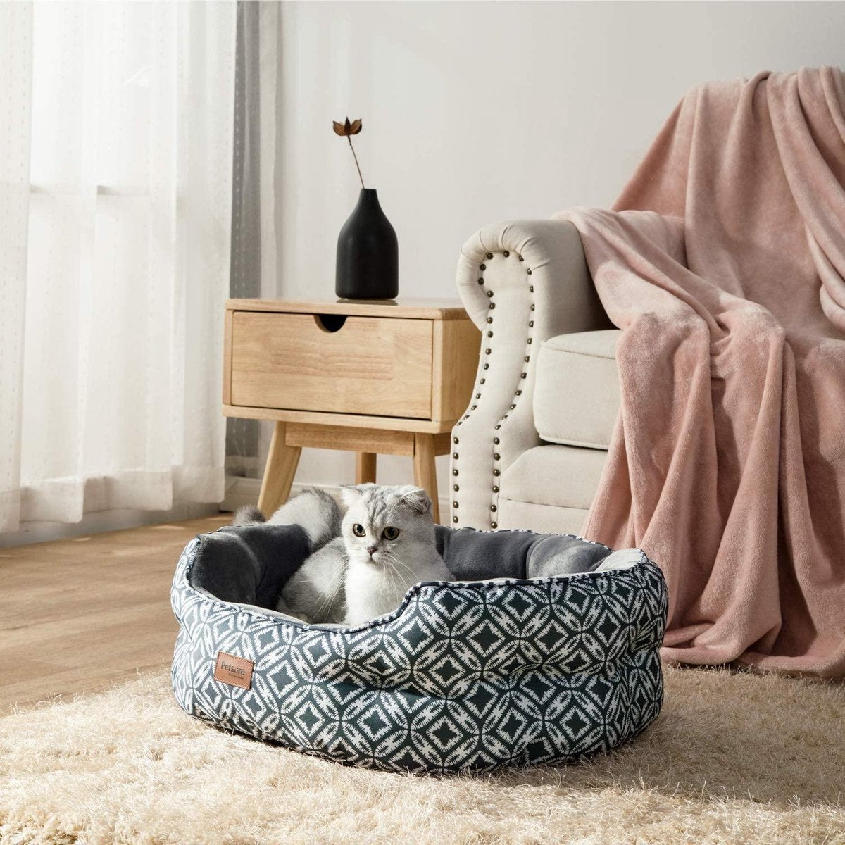 Rexa® Kattenbed | Kattenmand | Voor Katten of kleine honden | Kattenmand | Kattenbedje | 64cm x 53cm x 23cm | Wasbaar Kattenbed | Kattenbank