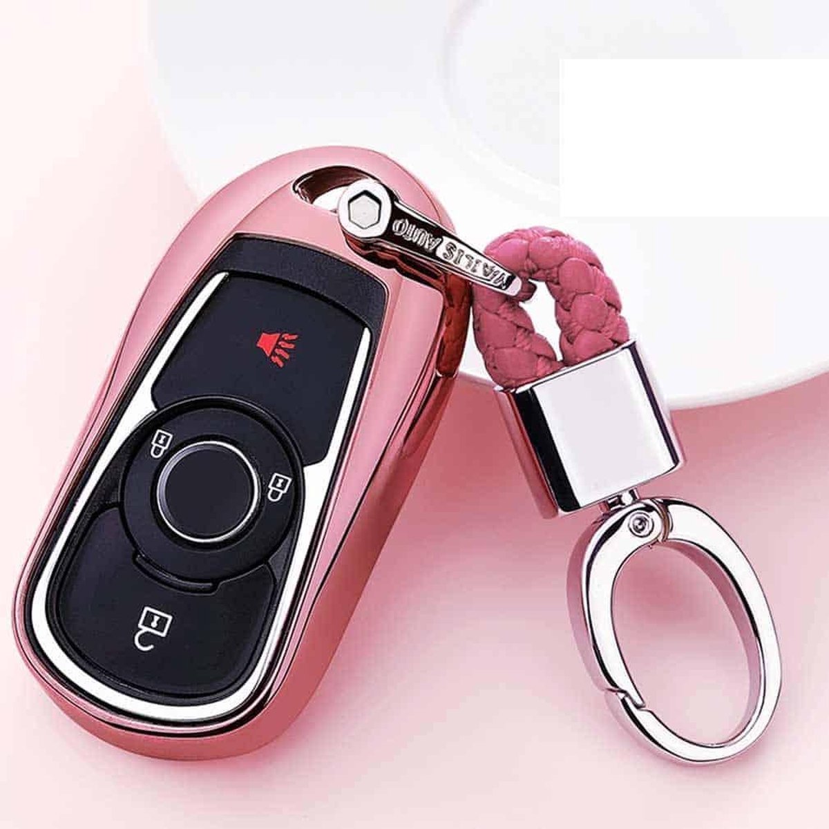 Galvaniserende TPU autosleutelbehuizing met enkele schaal met sleutelring voor BUICK Hideo / VERANO / Regal / Lacrosse / Excelle / ENVISION (roze)