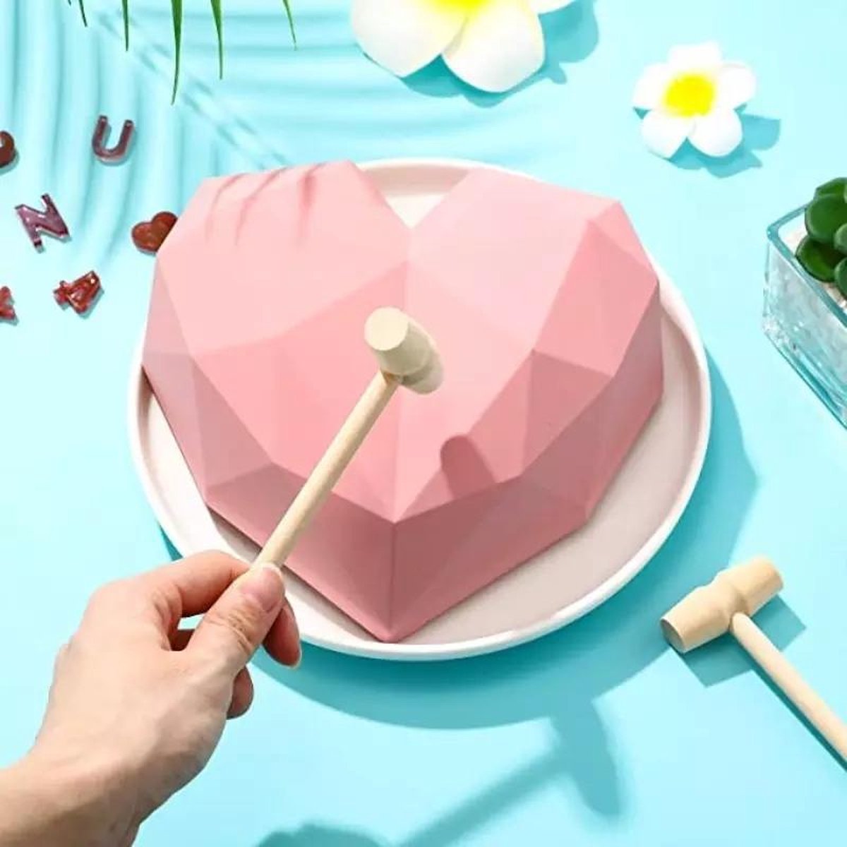 Siliconen bakvorm met hamer - 3D Hart - Taart - Smash Heart - Cake - Chocolade mal - 20 cm - Vaatwasser geschikt