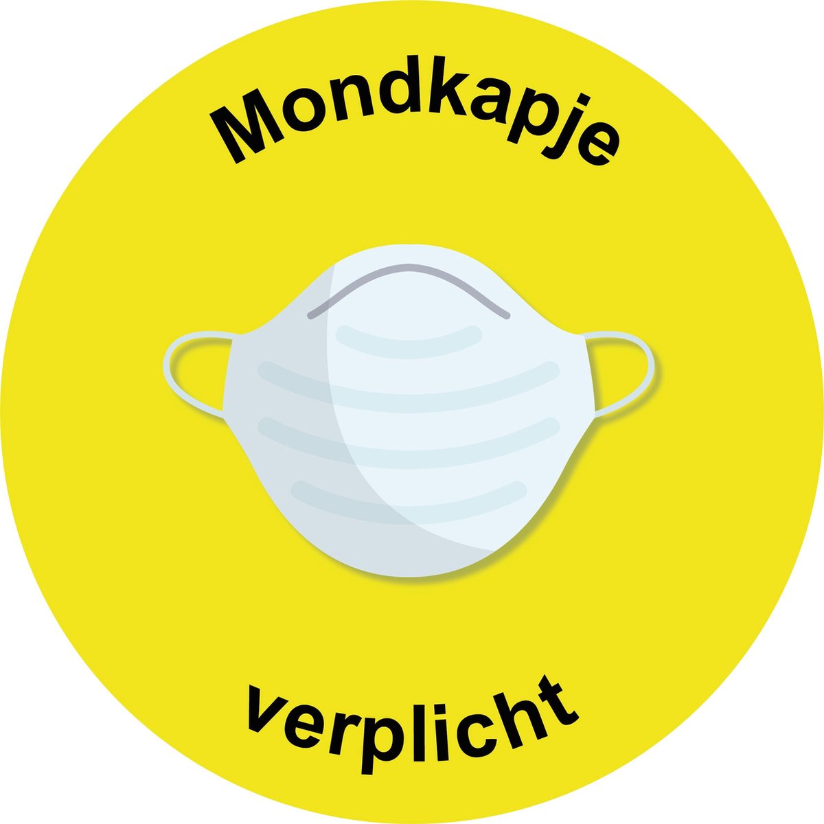 Sticker mondkapje verplicht Geel  ø25cm| Corona Sticker