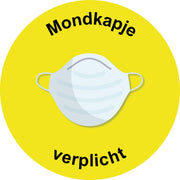 Sticker mondkapje verplicht Geel  ø25cm| Corona Sticker