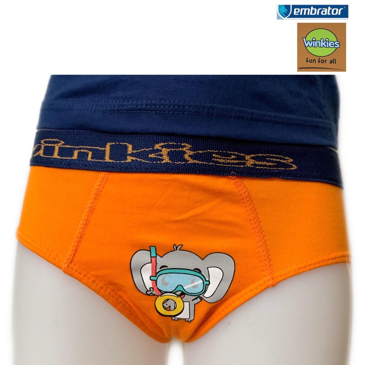 Embrator 2-stuks jongens Slip met opdruk oranje duikbril 86/92