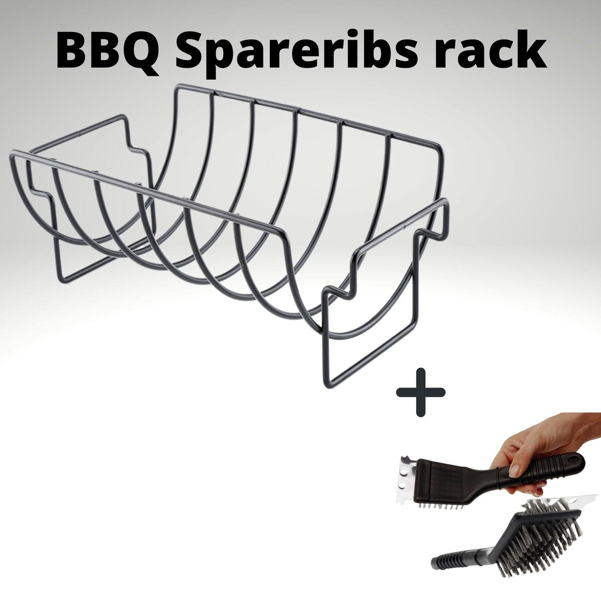 Oven rek - BBQ Spareribs rack - Bbq Rooster - Braadslede - Ovenrooster - GRATIS Borstel - Bbq Accessoires - Braadslede - Barbecue Rek - 2-Zijdig te Gebruiken - Grillen - Presenteren