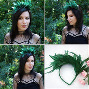 Diadeem groen met veren - carnaval - festival - dansvoorstelling