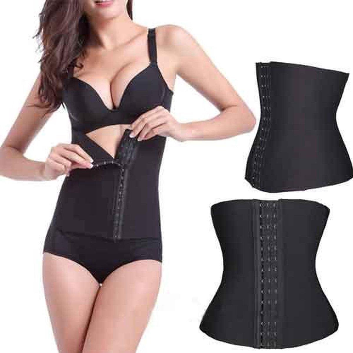 Waist trainer met stalen baleinen - Zwart XXXL