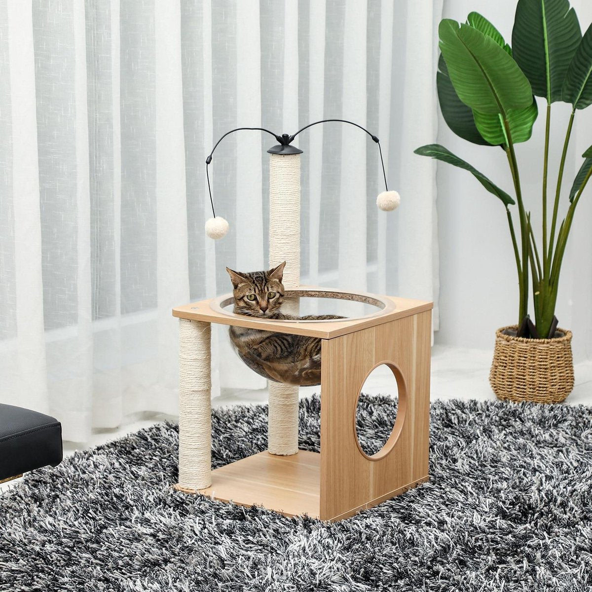 TBG Snelle Levering Huisdier Krabpaal Toren Condo Hout Krabpaal met Krabpaal voor Katten Klimmen Boom Speelgoed Beschermen Meubels Nest AMT0079BG-ZH