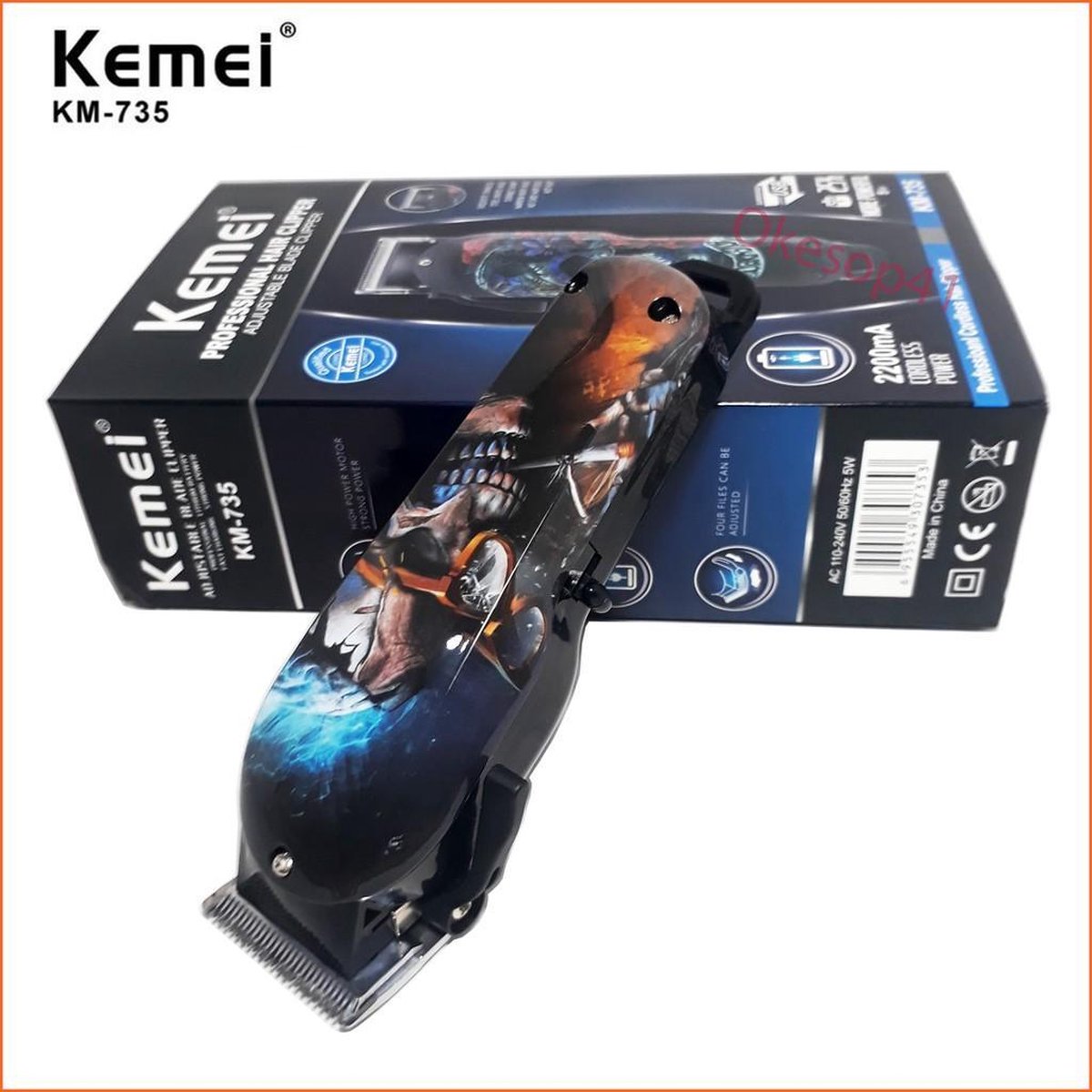Kemei Krachtige Elektrische Tondeuse Trimmer Styling Haircut KM-6108 Pole Kapper Met 4 Gids Kammen Haar Stijl Maker Voor Man
