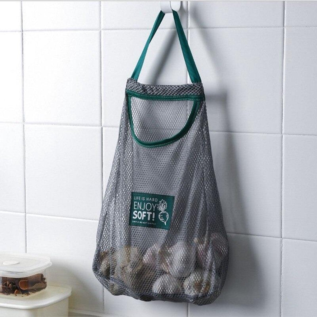 Herbruikbare Mesh opbergnet-Fruit & Groente Netje-boodschappen-Duurzaam-pslag net-kitchen Mesh Bag-Groenten zak-Fruit net-Opbergtas Keuken / 2 stuks