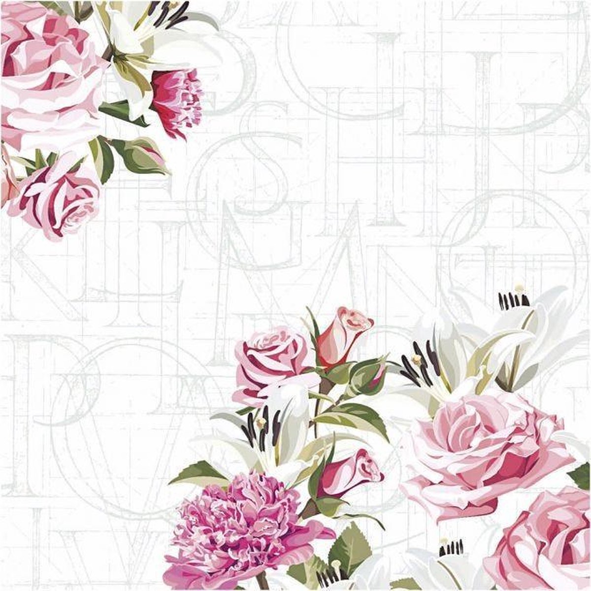 Table Napkins. Rose letters. size 33x33 cm. 20 pc/ 1 pack